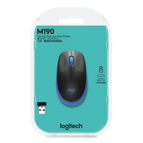 LOGITECH MOUSE M190 WIRELESS BLUE