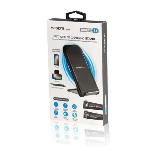 CARGADOR INALÁMBRICO CONVERTIBLE 10W CON CERTIFICACIÓN QI ARG-AC-0140BK