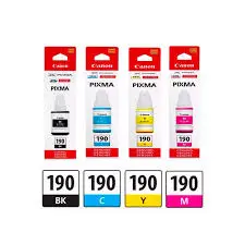 BOTELLA DE TINTA GENUINA 135ML, GI-190 CANON COLOR NEGRO, ROJO, AZUL, AMARILLO