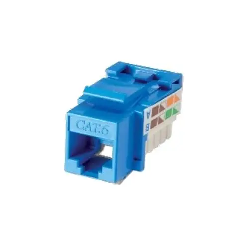 CONECTOR DE DADO CAT6 UTP DE 180 GRADOS, COLOR BLANCO + AZUL SPRYWIRE
