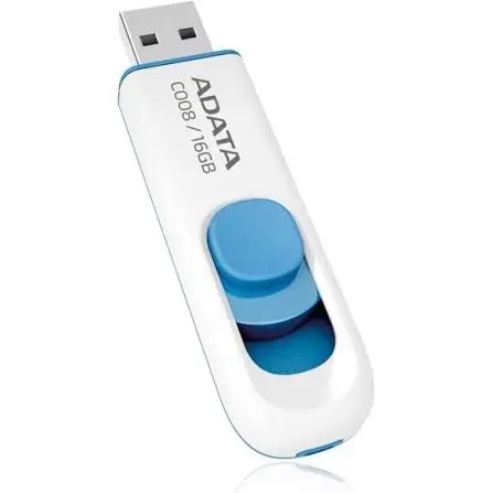 MEMORIA USB 16GB 2.0 BLANCO CON AZUL RETRACTIL ADATA