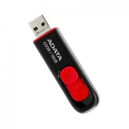 MEMORIA USB 16GB 2.0 NEGRO CON ROJO RETRACTIL ADATA